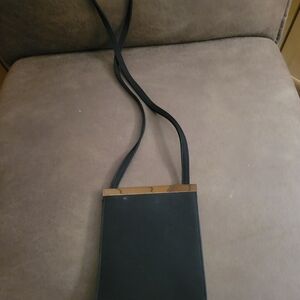 Black Crossbody Bag with Gold Accent